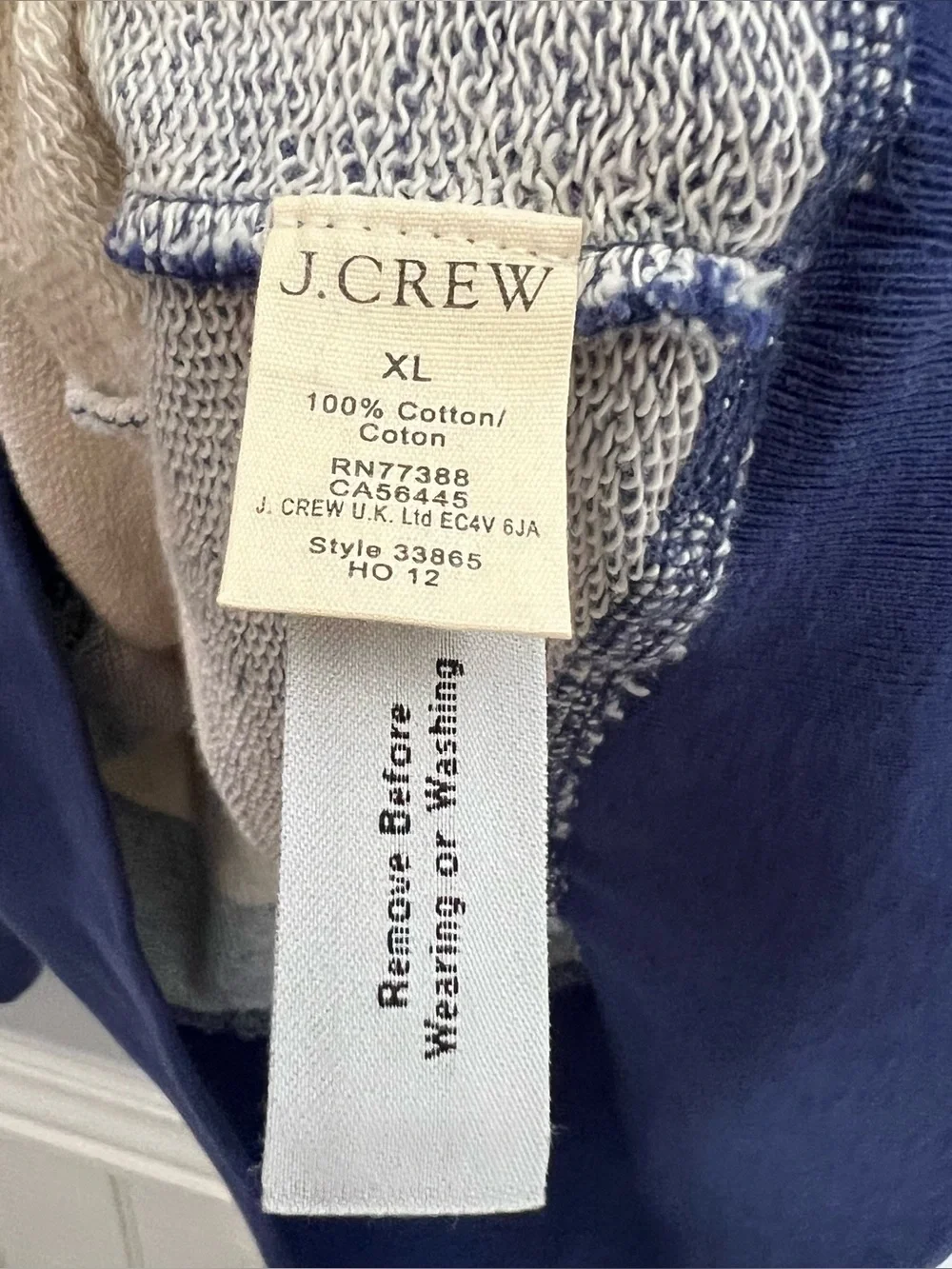 J. Crew Vintage Fleece Nautical Stripes Crewneck Pullover Mens XL Blue NWT
